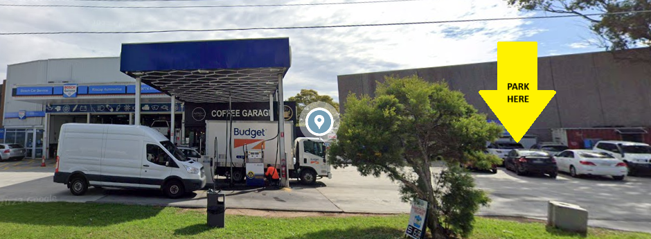 Parking is available on the right hand side of the service station